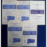 Football programmes, Clacton Town, 5, 1940's home programmes, all for fixtures v Bury Town, 47/8