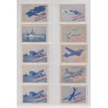 Cigarette cards, Canada, MacDonald, Aeroplanes & Warships, 54 different cards (2 poor, rest fair/