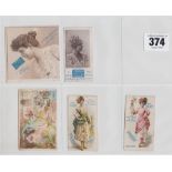 Cigarette cards, USA, Mayo, 5 cards, Costumes and Flowers Series (2), National Flowers (girl &