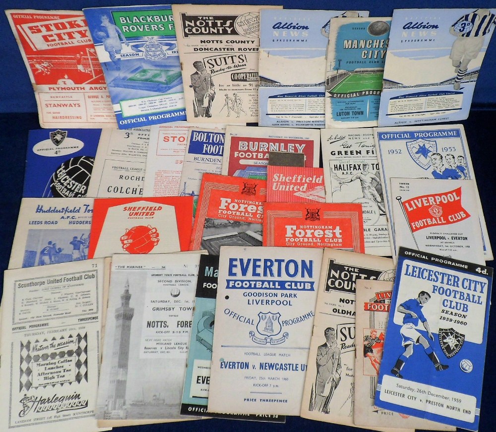 Football programmes, a selection of approx. 30, 1950's, programmes inc. Leicester v Everton 52/53,