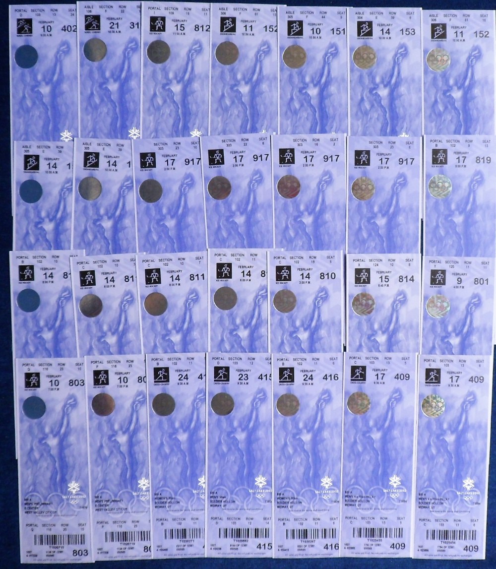 Olympic Games tickets, Winter Games 2002, Salt Lake City, USA, 27 unused tickets for various events,