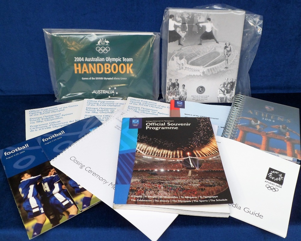 Olympic Games memorabilia, Athens, 2004, interesting selection, GB & Australia Team Handbooks,