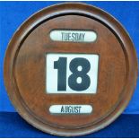 Bank Calendar, 1920s circular wooden wall hanging perpetual calendar from a Lloyds bank branch,