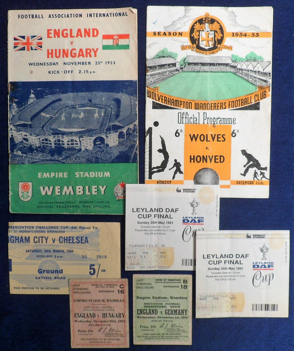 Football programmes & tickets, England v Hungary 25 Nov 1953 (programme and match ticket), Wolves