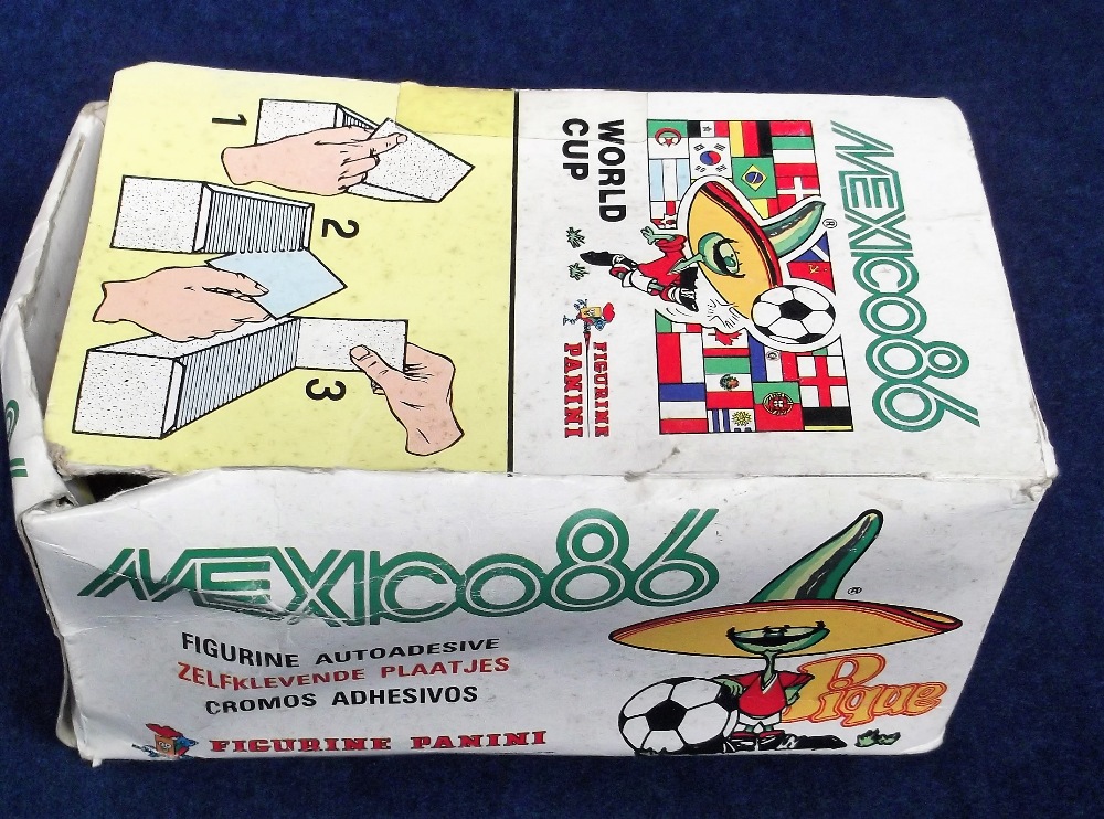 Trade stickers, Football, Panini, Mexico 86, counter display box containing approx. 100 unopened