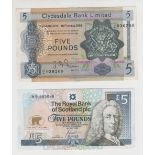 Banknotes, Scotland, 2 notes, Clydesdale Bank Limited Five pound note, 18 April 1966, CL 036200 &