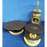 Railwayana, 2 Railway uniform hats, one possibly Edwardian GWR Station Master's peaked cap (gd) and