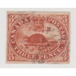 Stamp, Canada, SG5 1852 3d imperf. 4 margin (used) cat £225