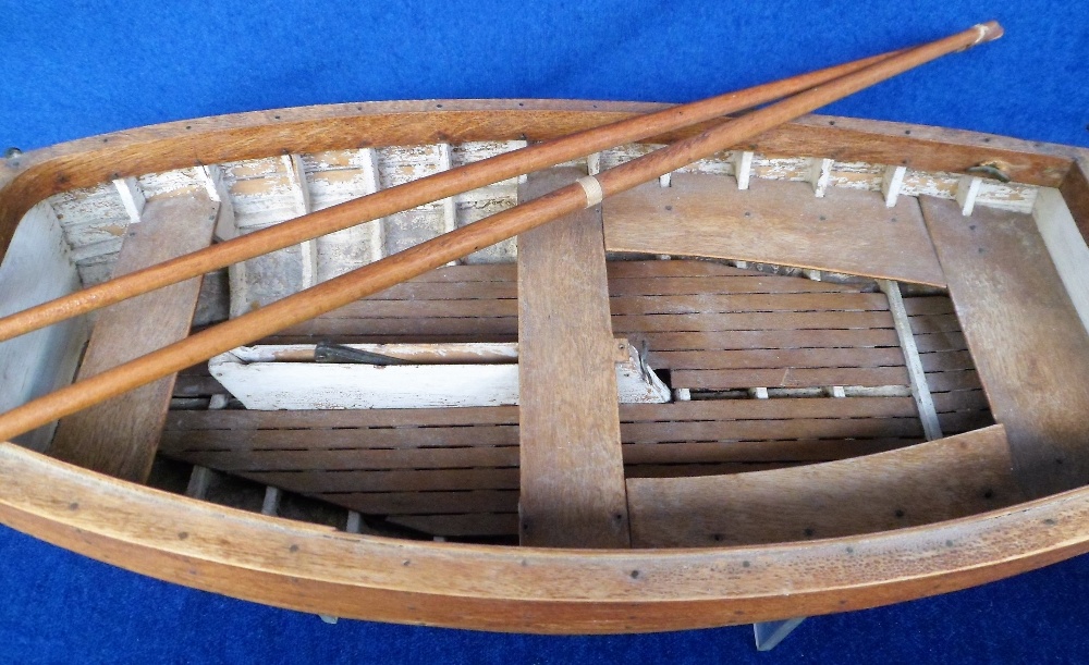 Model Boat, 1930s hand made model clinker built ketch sailing boat and stand (gd) - Image 2 of 3