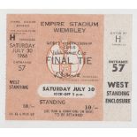 World Cup 1966 Ticket, England v West Germany, World Cup Final 30th July 1966, scarce UNUSED West