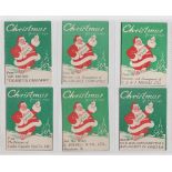 Trade cards, 6 different issuer single Christmas fold-out Greetings cards from 1943 issued by