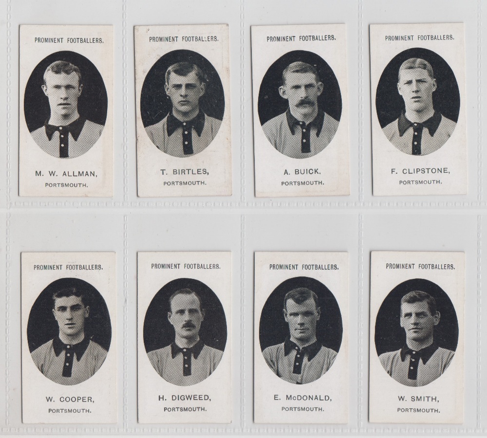 Cigarette cards, Taddy, Prominent Footballers, Portsmouth, 14 cards, (No footnote, 8) M W Allman,