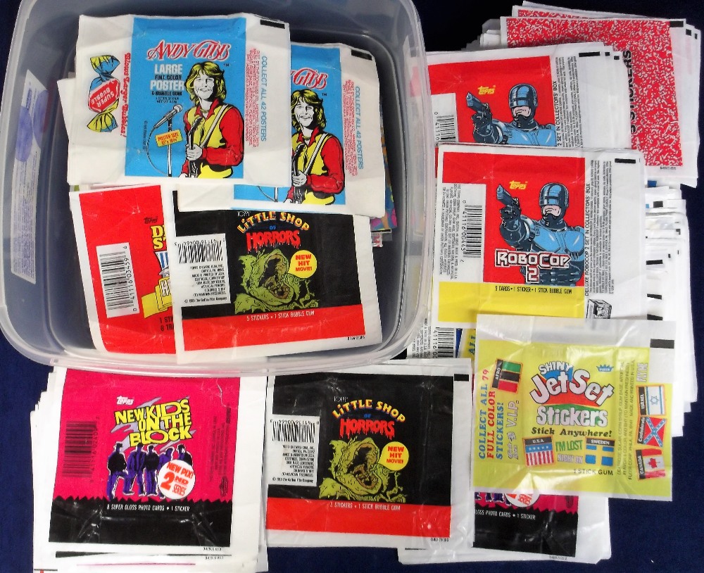 Wax wrappers, a large accumulation of heavily duplicated wrappers, mostly issued by Topps, inc.