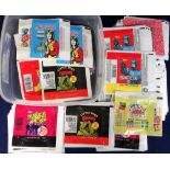 Wax wrappers, a large accumulation of heavily duplicated wrappers, mostly issued by Topps, inc.