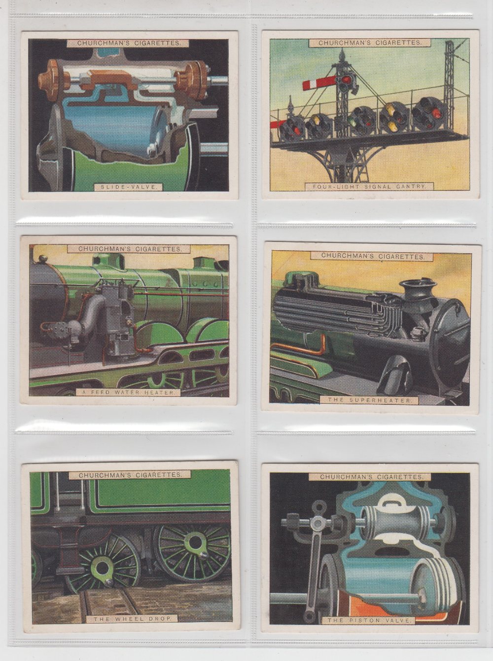 Cigarette cards, Churchman's, 3 sets, all 'L' size, Railway Working 1st Series (12 cards) (1 fair,