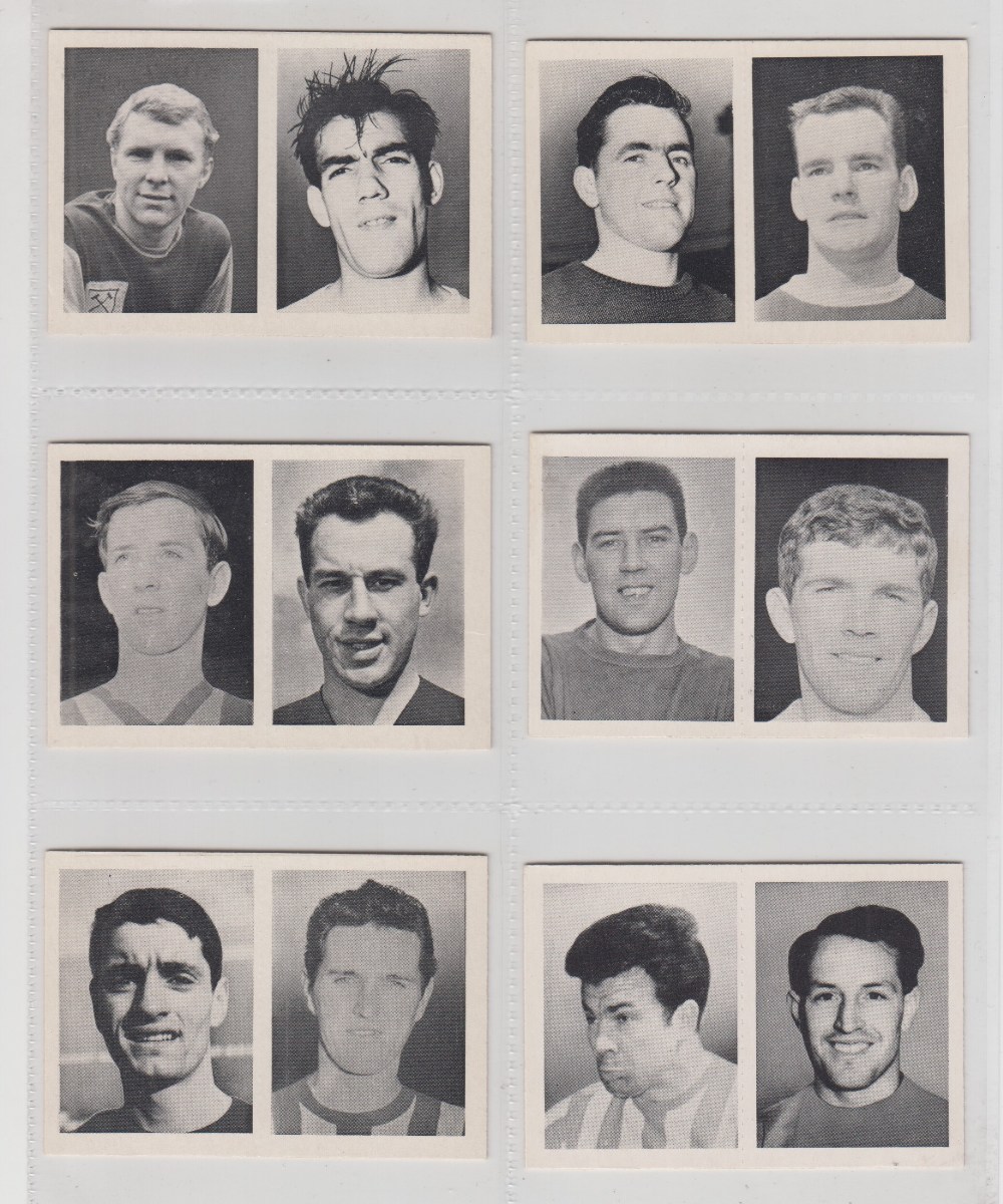 Trade cards, A&BC Gum, Footballers, (In Pairs, 1-110) 'X' size (set, 55 cards) (mostly vg)