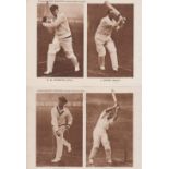 Trade cards, Boys' Magazine, Famous Cricketers in Action (large sepia paper issues) 2 cards,