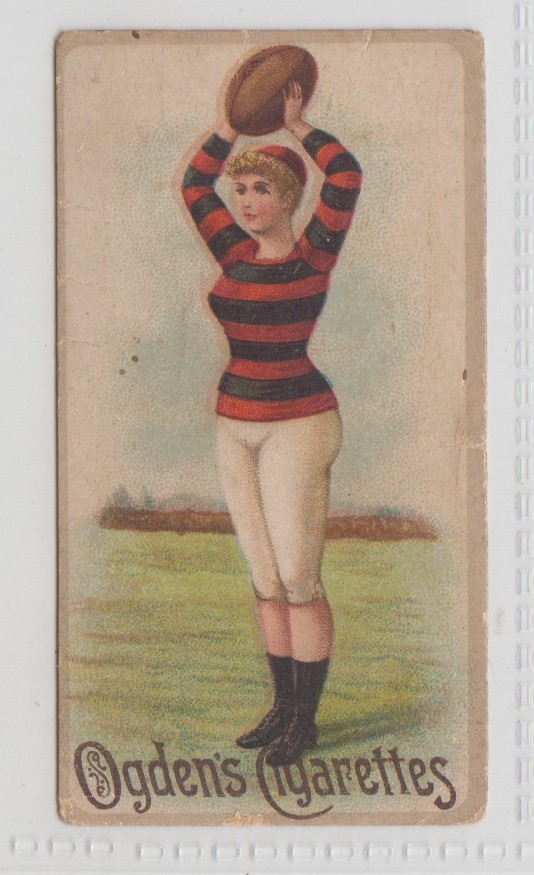 Cigarette card, Ogden's, Cricket & Football Women, (Cox back, brown), type card, ref book 115,