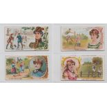 Cigarette cards, USA, Goodwin's, Games & Sports Series, four cards, Club Swinging, Curling, Hare &