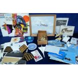 Aviation, a collection of flying related items to include Mary Steer oil painting of a Quantas