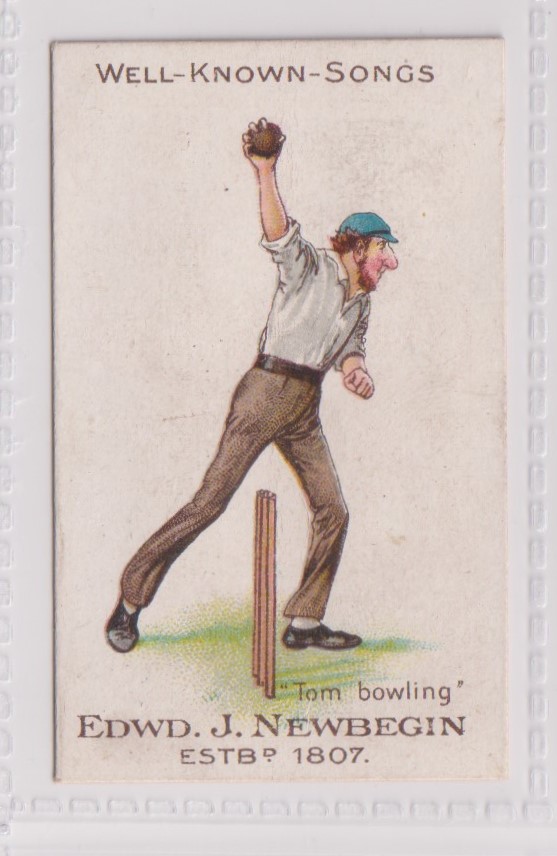 Cigarette card, Newbegin, Well-Known Songs, type card 'Tom Bowling' (Cricket) (gd) (1)