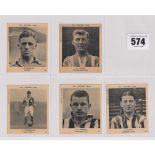 Trade cards, Klene (Val Footer Gum) Footballers, 5 cards, nos 10 Britton Everton, 12 Young