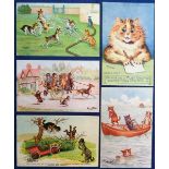 Postcards, Louis Wain, Cats, five cards, 'An Easy Finish', 'The Costers Cart…', 'Just a Line', 'Stop