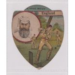 Trade card, Baines, Cricket, shield shaped card, England, W.G. Grace inset (some wear, slightly