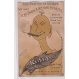 Tobacco advertising, Martin Brothers, a double-sided paper advert, one side illustrated with man &