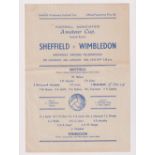 Football programme, Sheffield v Wimbledon FA Amateur Cup, 28 January 1950, played at Hillsborough, 4