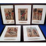 Military Prints, 9 antique comic prints by Harry Payne to include 'The Model Sentry', 'Line Regiment