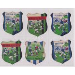 Trade cards, Anonymous, Football Shields, plain backs, six cards, Derby County, Leicester City,