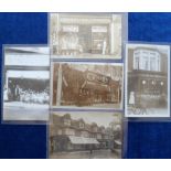 Postcards, Middlesex, a good selection of 5 RP shopfronts, F W Olney Fruiterer, Station Rd Harrow