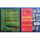Olympics, Helsinki 1952 & Melbourne 1956, British Olympic Association soft back official reports