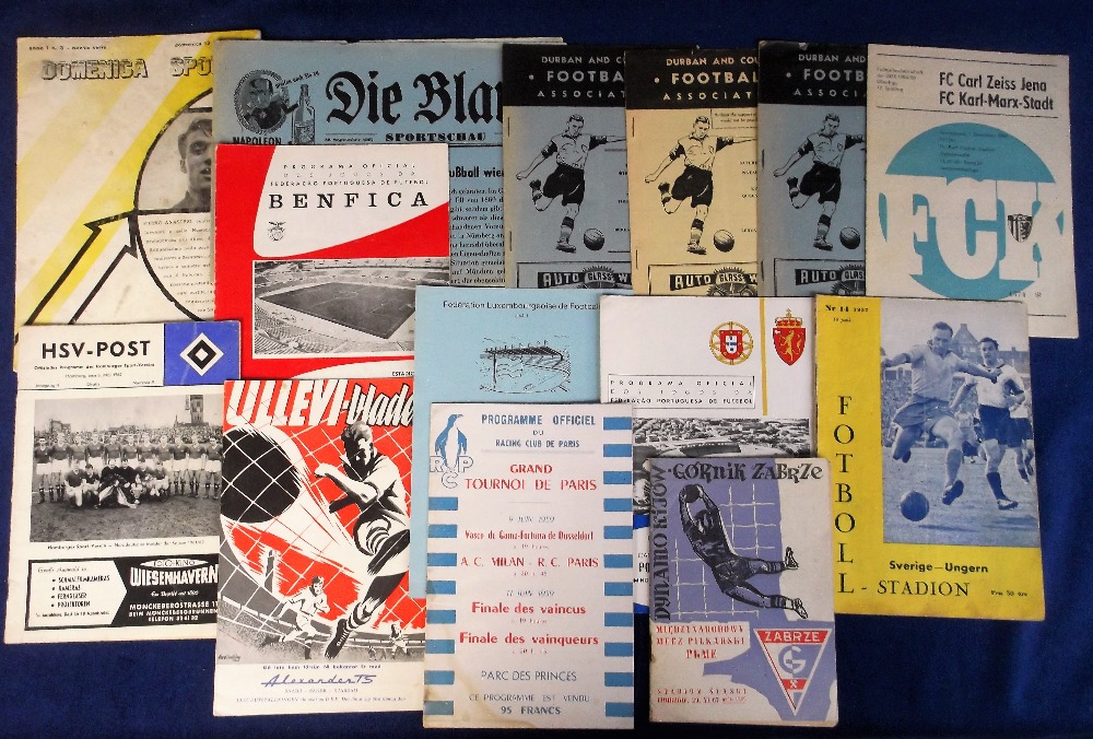 Football programmes, 14 foreign programmes club & International matches inc. Racing Club Paris