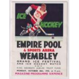 Sport, programme from 'The Grand Ice Festival and Ice Hockey Match' between Western Canada and