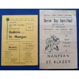 Football programmes, Cornish interest, Bodmin v St. Mawgan, Cornwall Charity Cup, 29 November