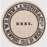 Barrel label, 'XXXS' barrel label from W B Mew Langton & Co Ltd, Newport, Isle of Wight, 150mm