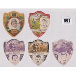 Trade cards, Rugby, Baines, 5 shield shaped cards for Southern Hemisphere International Rugby Teams,