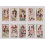 Cigarette cards, USA, ATC, National Flags and Flower Girls (set, 25 cards) (fair)