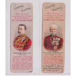 Trade cards, Singer, Bookmarks, two cards, Major-General J.D.P. French (gd) & Field Marshall Lord