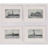 Cigarette cards, Phillips, British Warships, 'L' size, 4 cards, nos 1, 2, 3 & 5 (gd/vg) (4)