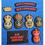 Militaria, Royal Navy, a quantity of badges to include King's Crown Petty Officer bullion, King's