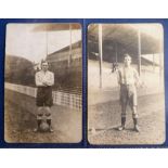Football postcards, Sheffield Wednesday FC, 2 b/w cards from 1920s, showing players J Sykes 1919-23,