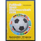 Football programme, World Cup, Germany 1974, match programme for the game between Sweden & Uruguay