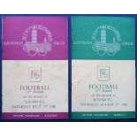 Olympics / Football, London 1948, 2 programmes from the Olympic football tournament, both played