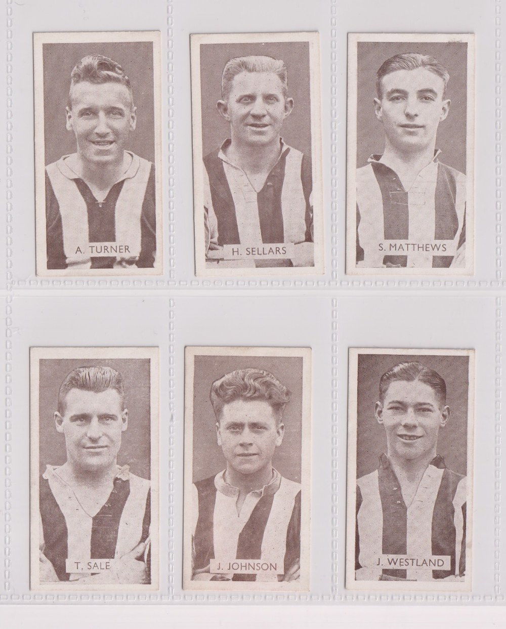 Trade cards, Swettenham, Popular Stoke & Port Vale Footballers, six cards, all Stoke City, nos 5, 6,