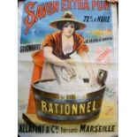 Advertising Poster, a large French soap poster 'Savon Extra Pur', Le Rationnel, Marseille, approx.