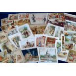 Advertising, Trade Cards, 30+ Au Bon Marche cards, subjects include weaver, wedding, Puss In