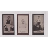 Cigarette cards, Smith's, Footballers (Brown Back), three cards, nos 3 J. Devey Aston Villa, no 10